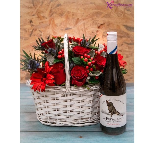 Wine + Flower Bundle - Scarlet Harmony